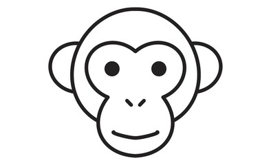 かわいいサルの顔のシンプルな線画イラスト
