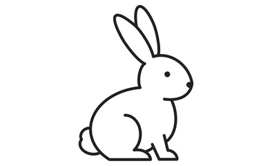 かわいいウサギのシルエット風線画イラスト
