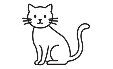 シンプルでかわいい猫の線画イラスト
