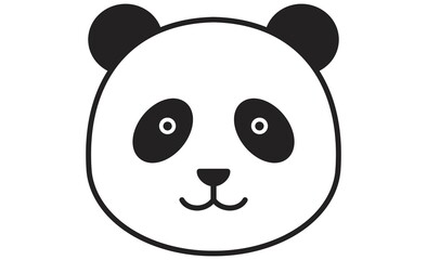 かわいいパンダの顔イラスト素材・白黒線画デザイン