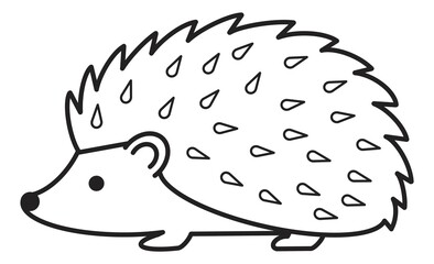 かわいいハリネズミのシンプル線画イラスト