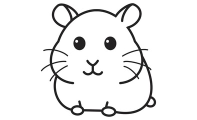 まるくて可愛いハムスターの線画イラスト
