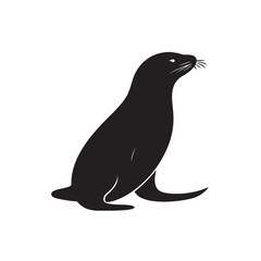 Fototapeta premium Black silhouette of a penguin and bird, vector wildlife illustrations