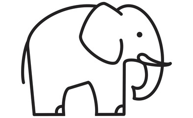 横向きの象を描いたシンプルな白黒イラストアイコン