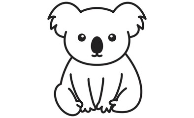 正面を向いたコアラのシンプルな白黒イラストアイコン