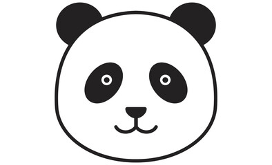 かわいいパンダの顔イラスト素材・白黒線画デザイン