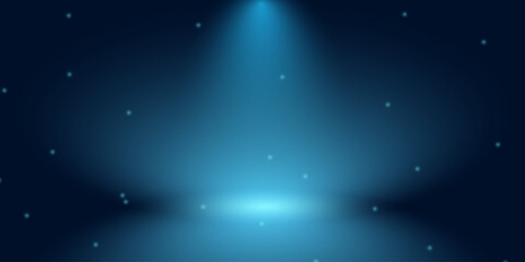 Elegant blue abstract scene on dark background with light and sparkle effects. Vector illustration.
