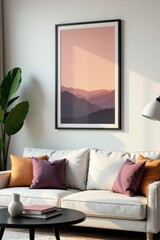 Frame with poster, hanging clips, cozy living room, living room decor, home decor, frame with poster