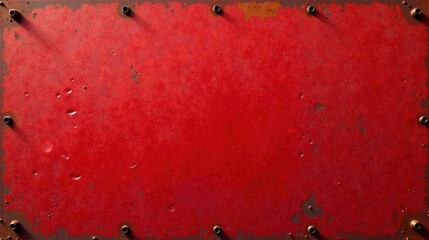Rustic Red Metal Panel with Rivets and Aged Texture, Ideal for Backgrounds or Design Elements