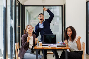 Group of  businesspeople or team creative businesspeople coworker in office Happy to be successful...