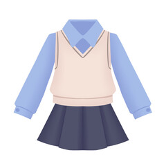 vector illustration of a blue shirt with vest and skirt