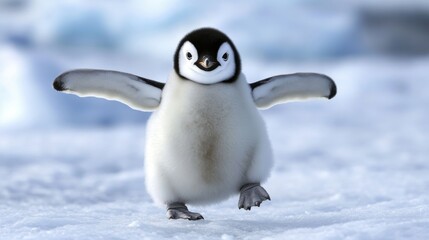 Cute and clumsy, penguins waddle on the Antarctic ice