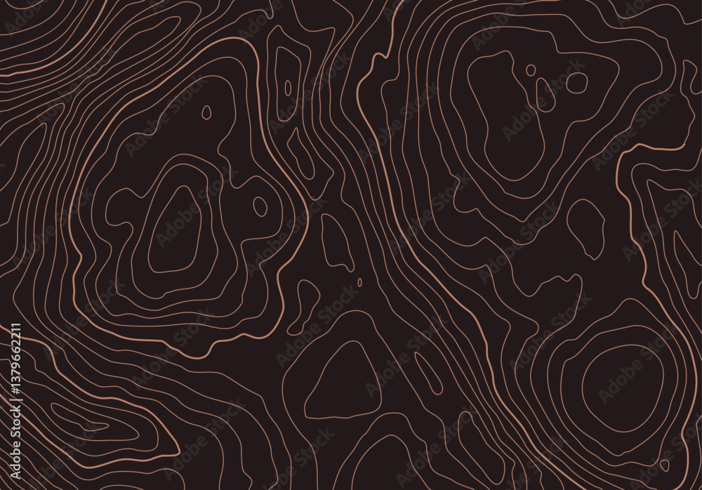 Poster Topographic map background with altitude lines. Abstract terrain topography with elevation levels of the relief