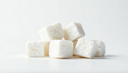 Lumps of refined white sugar against white backdrop, lumps, food, culinary