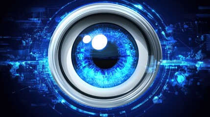 Digital Eye Glowing Blue Abstract Technology Background