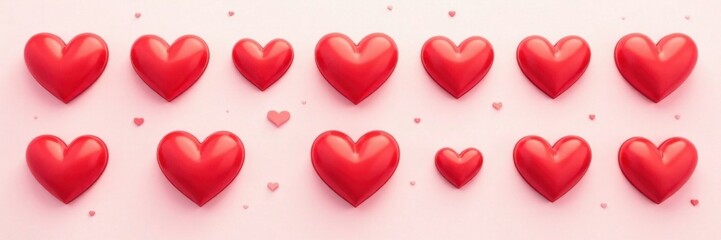 Fototapeta premium Set of red heart icons in vector format for Valentine's Day decorations, gifts, and love-themed designs, heart icons, symbol illustrations, valentines day
