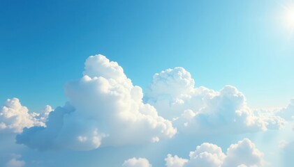 Soft puffy cloud formations under bright blue sky, puffy, clouds