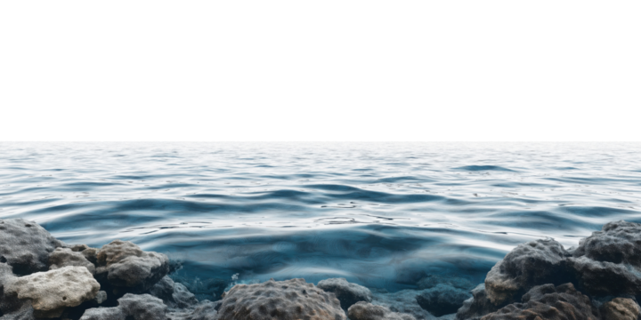 Tranquil ocean water texture with soft waves, isolated on transparent background