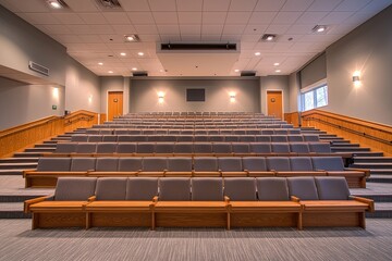 A Well Lit Modern Auditorium Featuring Rows Of Seating