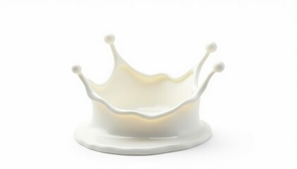 Isolated crown shaped milk splash, white backdrop , drink photography, natural