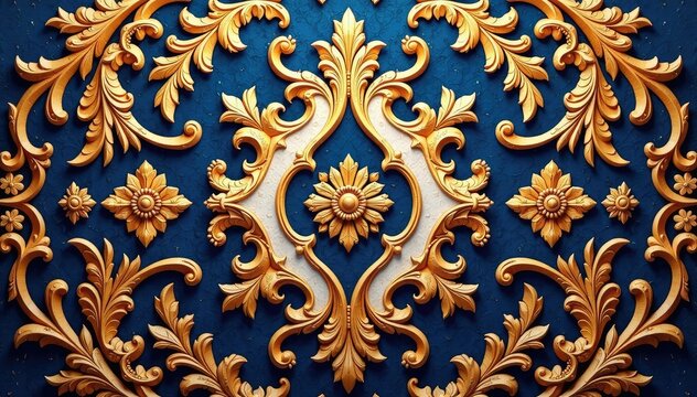 Symmetrical arabesque damask, complex scrollwork and ogee shapes , scroll, luxury pattern, luxury