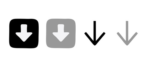 Down arrow vector icon set