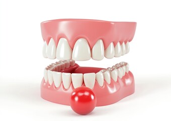 Obraz premium Artificial Teeth Model Demonstrating Oral Health and Dental Education on White