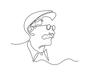 Continuous Line Drawing of a Man with Mustache
