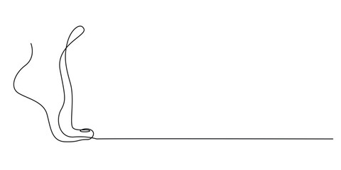 One Line Drawing of Foot, Vector Illustration Isolated on White