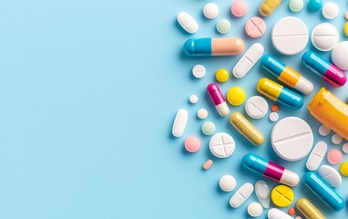 Colorful Pills on Light Blue