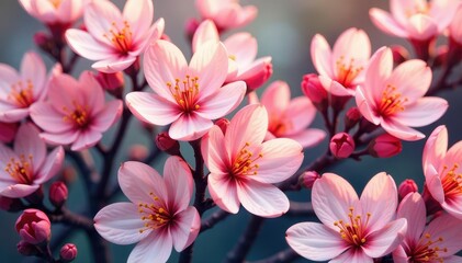 Fototapeta premium Densely packed, stylized blossom motif, soft color palette , modern, print