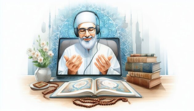 Virtual quran study session online environment educational content spiritual reflection