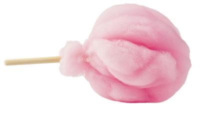 Pink Cotton Candy on Stick Isolated on Transparent Background