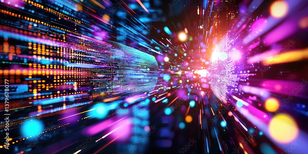 Aufkleber a vibrant, futuristic cityscape, where towering neural networks hum with data, forming a vast, shimm