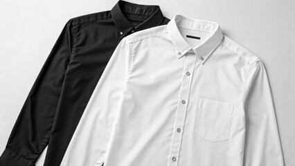 Blank black and white classic shirt mockup set, front view