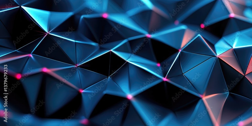 Leinwandbilder A dynamic vector pattern featuring interconnected geometric triangles forming bold, dynamic lines, representing the seamless fusion of science and technology.