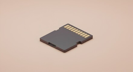 Isometric micro SD card on pale background for digital storage solutions