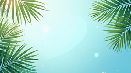 Abstract summer vacation background with palm leaves and sunlight