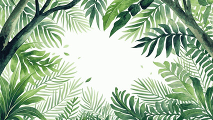 Tropical leaves, greens and delicate textures jungle isolated watercolor vector illustration svg © Arun168