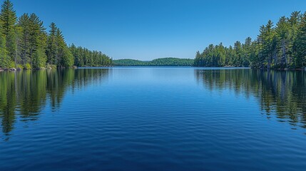 Fototapeta premium Calm Lakeside Forest Scene