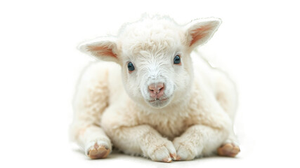 Obraz premium Young sheep looking at camera isolated on transparent background