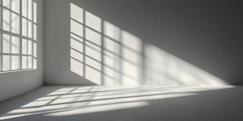 Obraz premium Bright room with a window, featuring white walls and a clean floor.