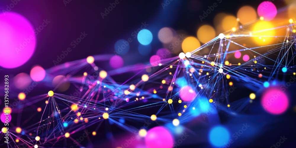 Aufkleber A vibrant canvas of interconnected dots, each pulsating with a gradient hue, symbolizing the dynamic connections of the digital world, be it a social network, a business
