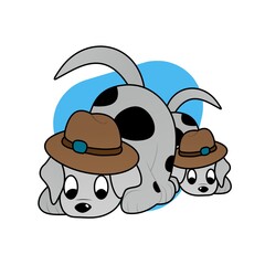 Illustration of Dog Bird Wearing a Hat Cartoon, Cute Funny Character, Flat Design