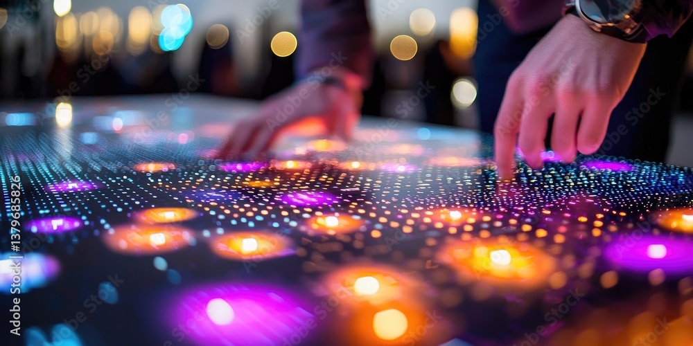 Leinwandbilder A vibrant tapestry of glowing binary code, illuminated on a sleek, digital interface, showcasing the intricate language of technology and the vast ocean of data flowing t