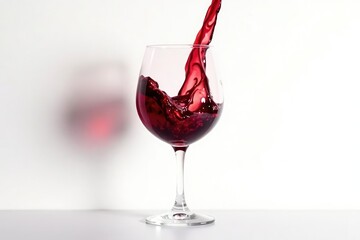 Rich red wine, swirling in a glass against stark white , red, sommelier