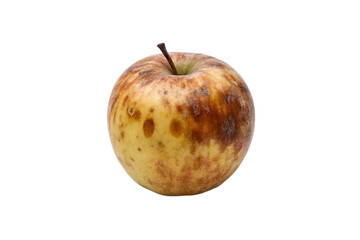 A Single Rotten Apple with Brown Spots and Decay Isolated on Gray Background transparent background Generative AI