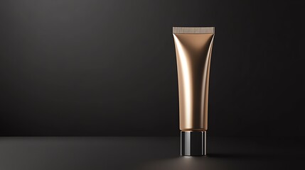A metallic gold tube of hair color cream, glowing softly against a luxurious black background