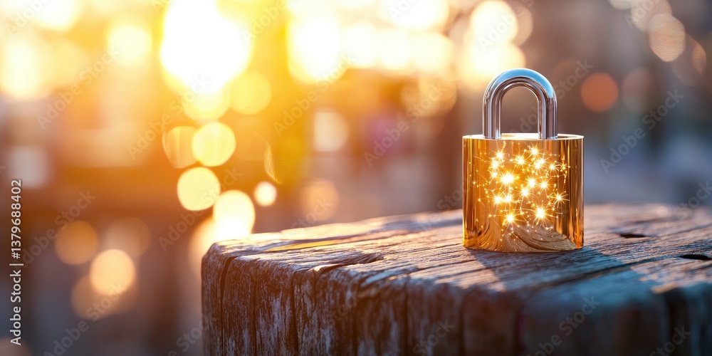 Aufkleber A sleek cipher device, its keys gleaming like tiny stars, rests atop a weathered padlock, a symbol of the intricate dance of data encryption, protecting sensitive informa