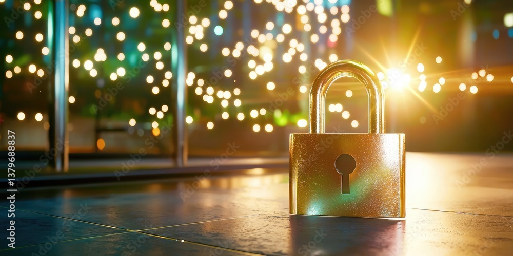 Poster a digital padlock, a symbol of protection, stands ready to encrypt sensitive information.